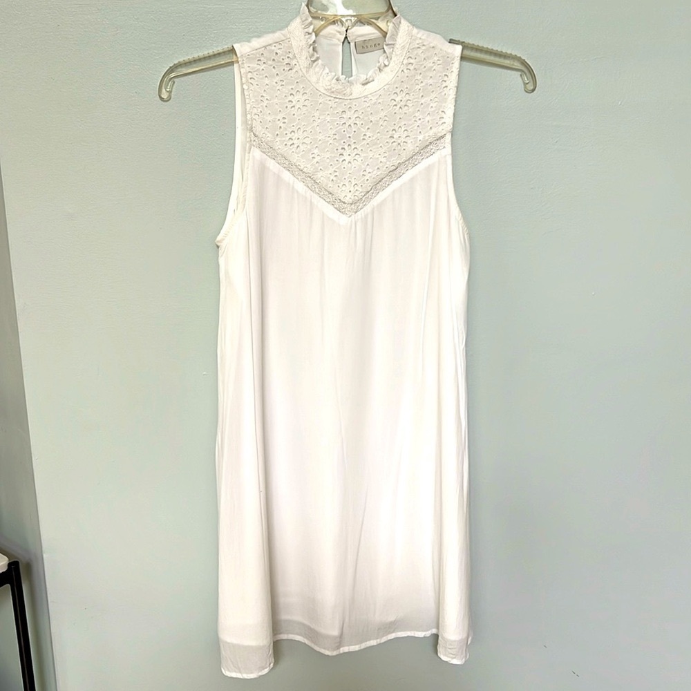 Hinge EUC white sheath dress with eyelet detail